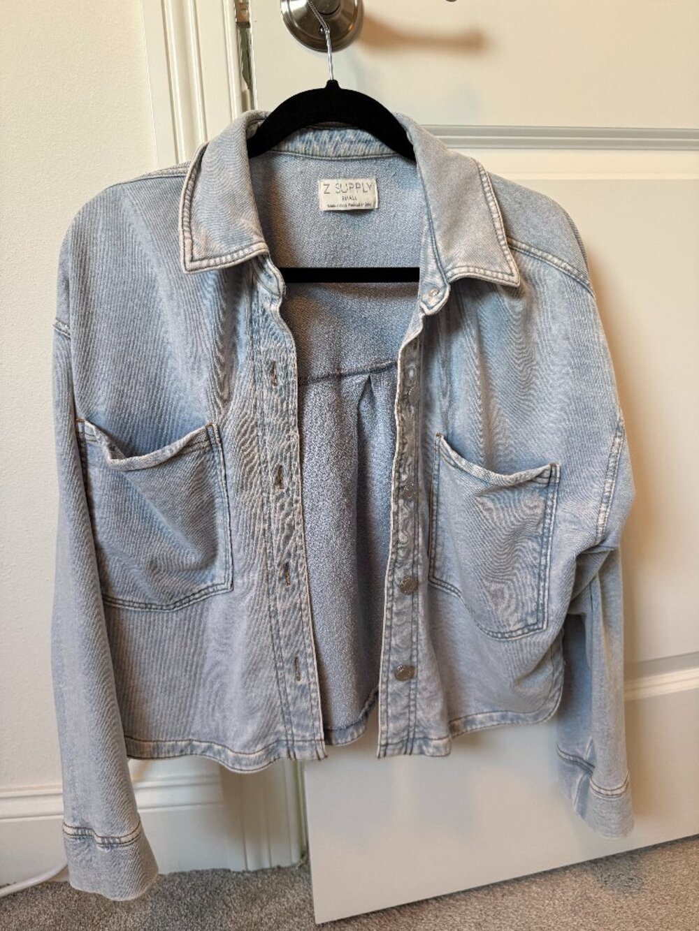 Z Supply. All Day Knit Denim Jacket. Knit Denim French Terry